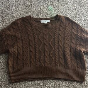 Cozy Brown Cable Knit Sweater